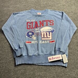 NWT New York Giants NFL Apparel Sweatshirt Teens S Blue Acid Wash Graphic